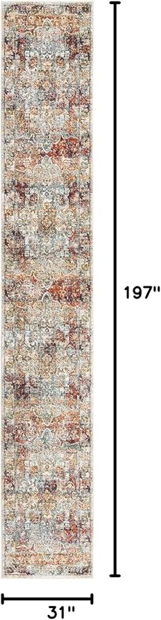 Unique Loom Isabella Collection Area Rug - Adjani (2' 7" x 16' 5" Runner, Ivory/ Beige)