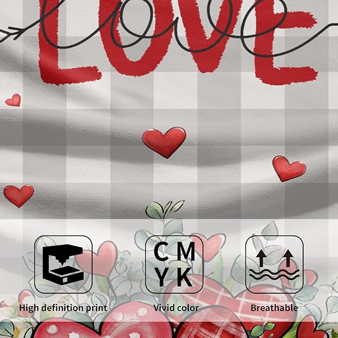 Imiss Buffalo Plaid Love Hand Towels Set of 2，Love Heart Leaves Basket Fingertip Guest Towel Holiday Farmhouse Decor Gift for Home Spa Bathroom Hotel