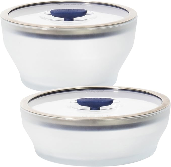 Anyday 4-Pc Microwave Cookware & Glass Food Storage Set with Glass Lids | Large Plastic-Free Containers | Stackable Steamer with Vented Lid for Microwave-Safe Reheating & Steaming Vegetables, Rice