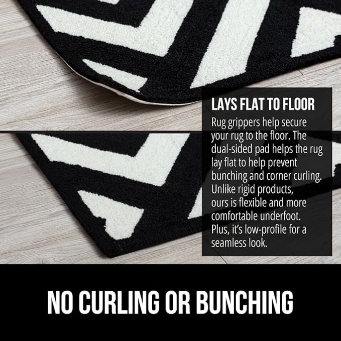 GORILLA GRIP 16 Pc Rug Gripper Pads Keep Area Rugs Corners from Curling, Reusable Double-Sided Stickers Holds Down Carpet in Place, Grips on Tile and Hardwood Floors Helps Prevent Sliding, Home Décor