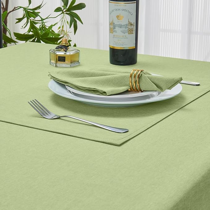 Cloth Napkin Set of 8 Square Washable Reusable Linen Fabric Polyester for Kitchen Dinner Dining Restaurants Wedding Party Banquet Table(Mint Green/17x17 Inch)