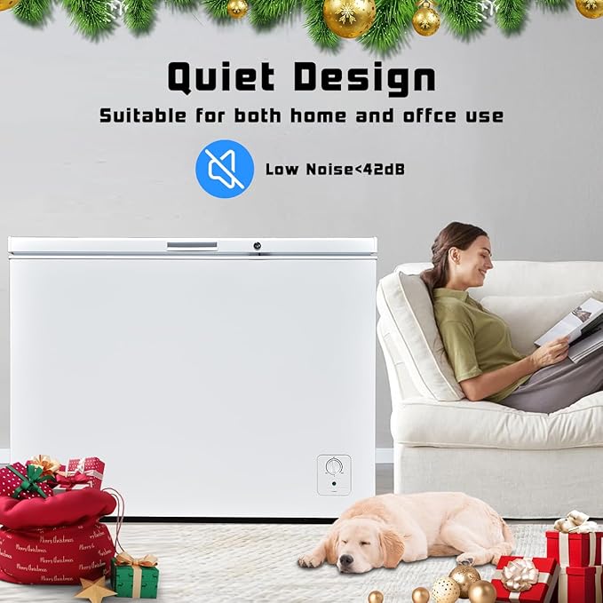 SMETA Chest Freezer 12.0 Cubic Feet, Deep Large Freezers with Removable Basket, Energy Saving, 44'' Wide Adjustable Thermostat 4 Wheels, Low Noise for Garage Kitchen Office, White