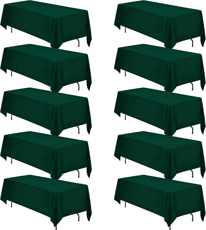 BRILLMAX 10 Pack Hunter Green Tablecloths 70 x 120 Inch for 6ft or 8ft Rectangle Tables - Rectangular Bulk Linen Polyester Fabric Washable Cloth Cover for Wedding Reception Banquet Birthday Party