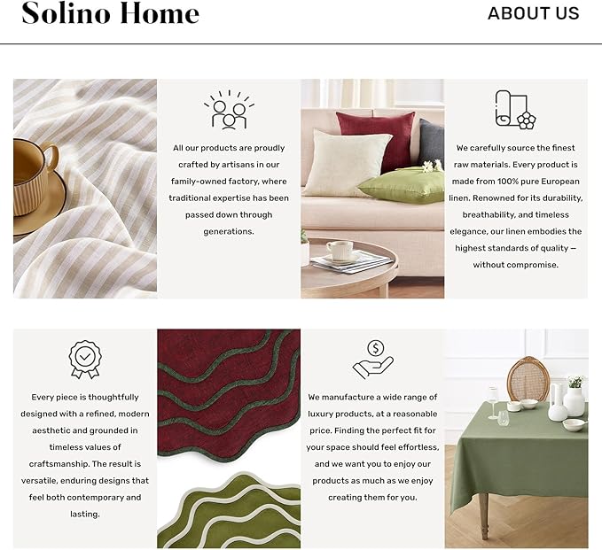 Solino Home Soft Grey Linen Tablecloth 52 x 52 Inch - 100% Pure Linen Square Table Throw - Classic Hemstitch, Machine Washable Table Cloth for Winter, New Year