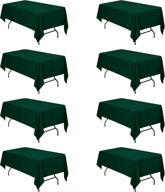 BRILLMAX 8 Pack Hunter Green Tablecloths for 6 Foot Rectangle Tables 60 x 102 Inch - 6ft Rectangular Bulk Linen Polyester Fabric Washable Cloth Cover for Wedding Reception Banquet Birthday Party