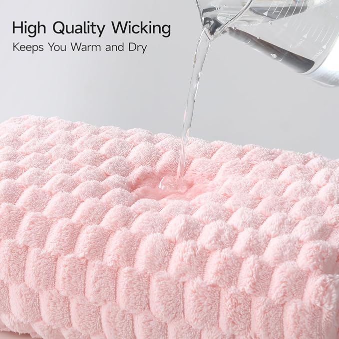 REDKISS 4 Pack Pink Microfiber Bath Towels - Extra Large Waffle Towels Set for Bathroom, Super Absorbent Towel Set of 4 Lagre, Quick Dry Bathroom Towel for Spa, Gym,Travel, Lint Free, Ultra Soft