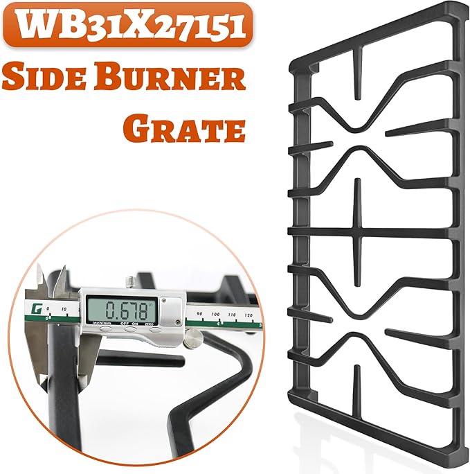 Stove Grate for GE Gas Stove Top Burner Side Grates Range Oven Rack WB31X27151 Replacement Parts Cast Iron Flat Plate General Electric Stovetop Cooktop 2 Pack