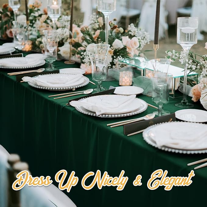 BRILLMAX 6 Pack Hunter Green Tablecloths for 8 Foot Rectangle Tables 60 x 126 Inch - 8ft Rectangular Bulk Linen Polyester Fabric Washable Cloth Cover for Wedding Reception Banquet Birthday Party