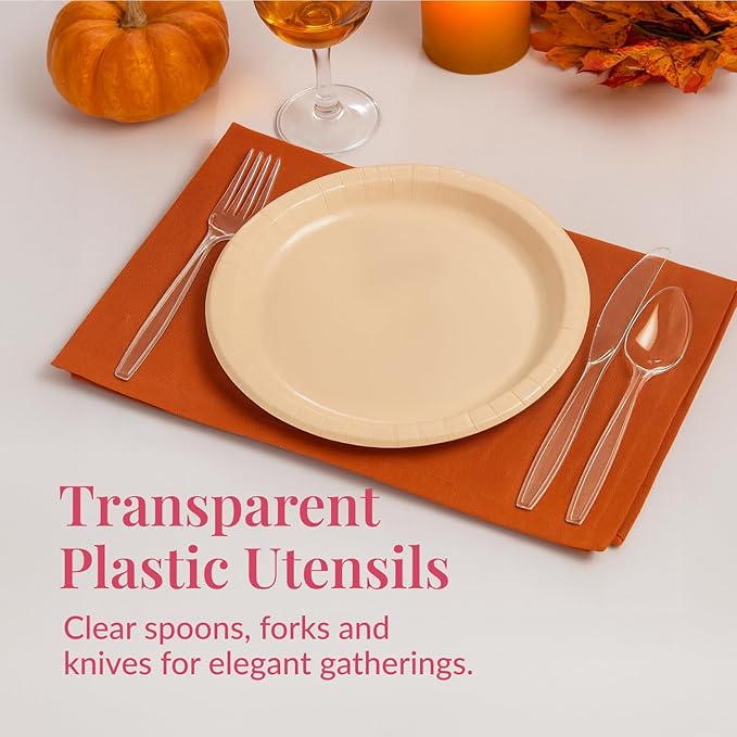 Prestee 600 Piece Plastic Silverware Set - Includes 200 Plastic Forks, 200 Spoons, and 200 Knives - Heavy Duty Flatware - Bulk Disposable Utensils for Weddings, Holidays, Christmas, and Party Events