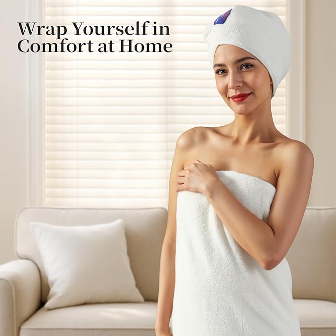 REDKISS 6 Pack Cotton Towel Set with Luxury Embellished Border, 600 GSM Ultra Soft & Highly Absorbent Bath Towels Set with 2 Bath, 2 Hand, 2 Washcloths for Bathroom, Gym, Spa, Hotel, White