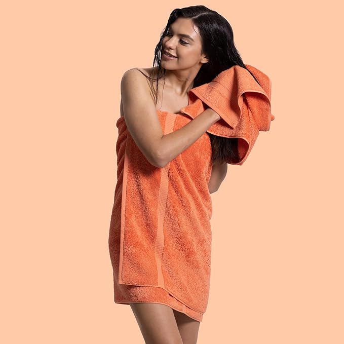 Chakir Turkish Linens 100% Cotton Premium Turkish Towels for Bathroom | 2 Bath Towels - 2 Hand Towels, 2 Washcloths (6-Piece Towel Set, Coral)