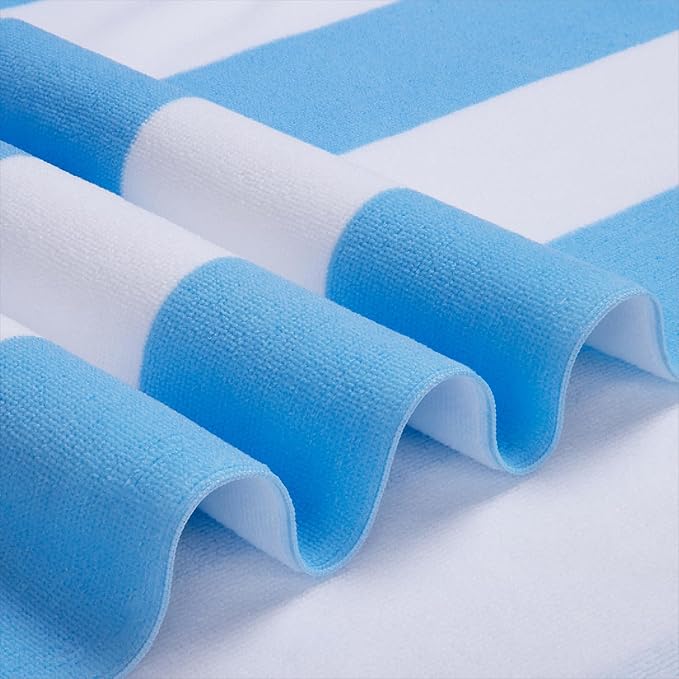 WILFA Extra Large Beach Towel - Oversized Mircofiber Beach Towel 40'' x 70'', XL Striped Lightweight Pool Towel, Big Cabana Swim Travel Towel for Adults Mens Women,Blue