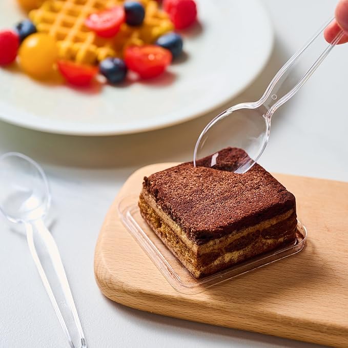 FOCUSLINE 360 Count 6.2 Inch Clear Plastic Spoons Heavy Duty, Solid and Durable Premium Disposable Spoons Bulk, Suitable for Catering, Parties, Events and Everyday Use