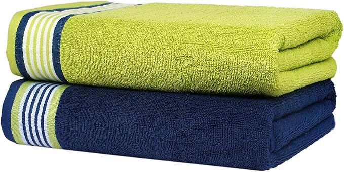 CASA COPENHAGEN He & She 6 Pieces Towel Set- California Blue + Green, 550 GSM 2 Bath Towel 2 Hand Towel 2 Washcloth, Designed in Denmark Made of Soft Egyptian Cotton for Bathroom, Kitchen & Shower
