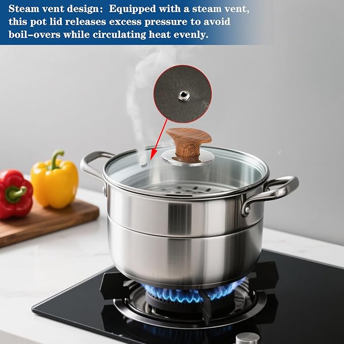 12 Inch Pan Lid for Frying Pan, Tempered Glass Lid Pot Cover, 6,8,9.5,10.5,11,12,12.5 Inch Universal Pan Lid for Pots Skillets