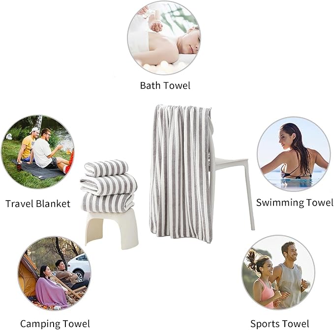 18-Piece Microfiber Bath Towels Set - 6 Bath Sheet, 6 Hand Towels, 6 Washcloths, Soft, Highly Absorbent Bathroom Towel, Quick Dry & Less Lint Shower towel for Bathroom, Hotel, Spa, Dorm-Light Grey