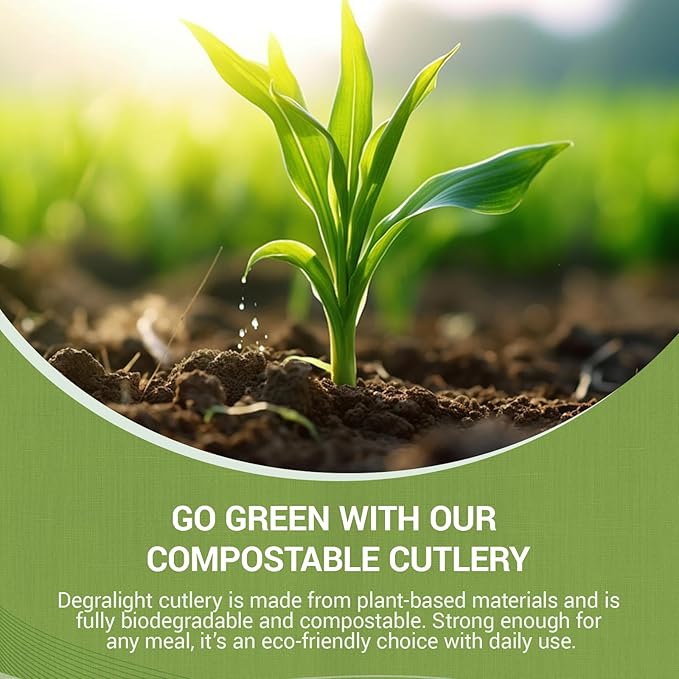 100% Compostable Froks [200Pcs] Heavy Duty Biodegradable Forks Disposable Utensils, BPA-Free, Heat Resistant, BPI Certified Disposable Forks, Eco Friendly Cutlery for Party, Office & Picnic