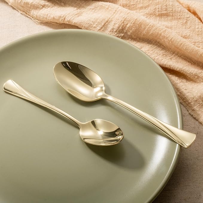 Alata Alice Champagne Gold Mirror 45-Piece Silverware Set Stainless Steel Flatware Set,Service for 8,Mirror Polished Cutlery Set,Dishwasher Safe