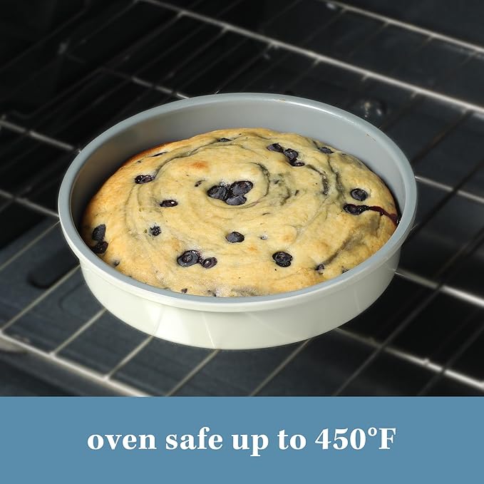 Sur La Table Kitchen Essentials Bake Sale 9 Inch PFOA, PFAS, PTFE Free Nonstick Round Cake Pan - Linen White