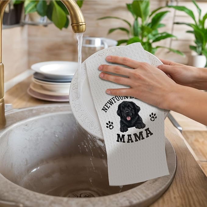 Newfoundland Kitchen Towels, Dog Mama Newfoundland Gifts for Women & Dogs Moms, Dog Lover Gifts Decorative Hand Towels for Bathroom, 16x24 Inch