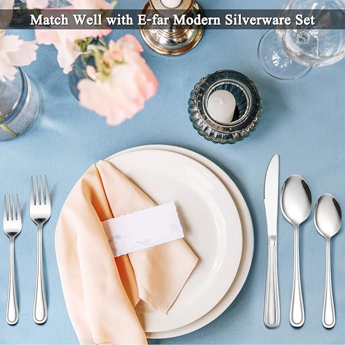 Salad Forks Set of 12, E-far 6.7 Inch Stainless Steel Dessert Forks for Home, Kitchen or Restaurant, Non-toxic & Mirror Polished, Easy to Clean & Dishwasher Safe