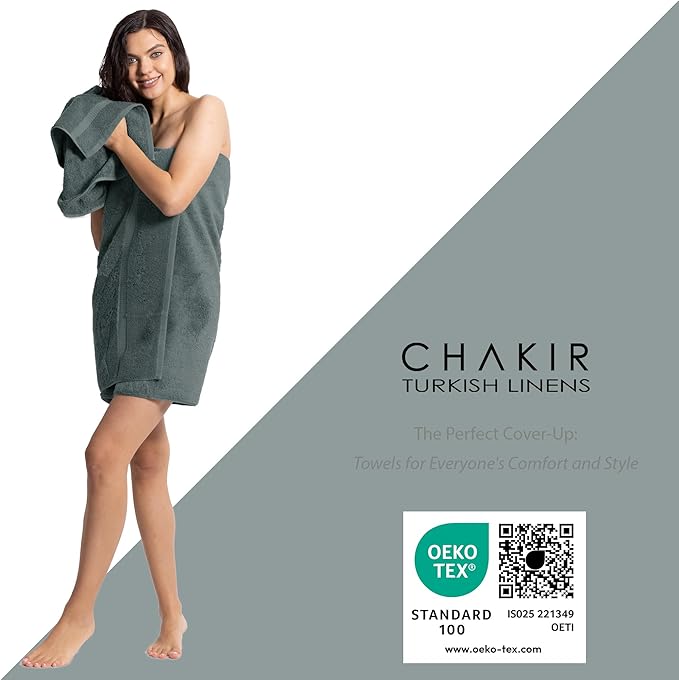 Chakir Turkish Linens | Hotel & Spa Quality 100% Cotton Premium Turkish Towels | Soft & Absorbent (4-Piece Washcloths, Dark Gray)