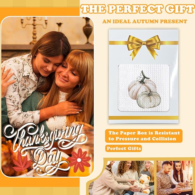 Pumpkin Fall Kitchen Towels, Farmhouse Autumn Dish Hand Towels Microfiber Waffle Weave 16x23.5 Inch, Rustic Thanksgiving Halloween Fall Decor for Kitchen Bathroom-C08