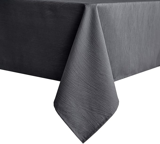 maxmill Jacquard Tablecloth Swirl Design Water Resistance Antiwrinkle Heavy Weight Soft Table Cloth for Buffet Banquet Parties Event Holiday Dinner Square 52 x 52 Inch Charcoal