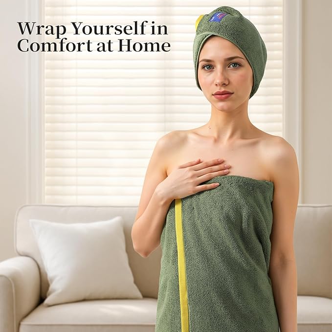 REDKISS 2 Pack 100% Cotton Bath Towels with Luxury Embellished Border Design, Oversized 27 x 54 Inches & 600 GSM Ultra Soft Bath Towel Set, Quick Dry Towels for Bathroom, Gym, Spa, Hotel, Army Green