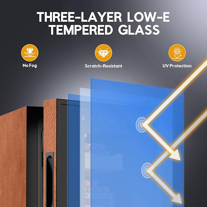 Tylza Leather Trim Cigar Humidor, 25L Cigar Humidor Cabinet with Auto Humidity & Temp Control, 220 Counts, 3 LED Lights, Spanish Cedar Wood, Cigar Humidors with Safety Lock, Gifts for Men