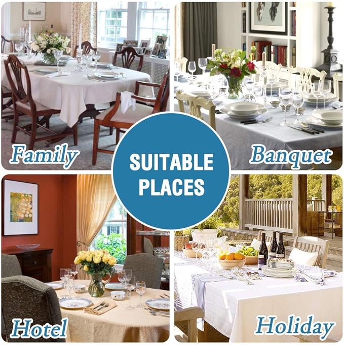 H.VERSAILTEX Linen Textured Table Cloths 60 x 120 Inch Premium Solid Tablecloth Spill-Proof Waterproof Table Cover for Dining Buffet Feature Extra Soft and Thick Fabric Wrinkle Free, Grey