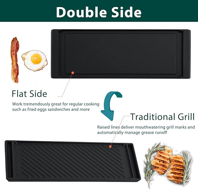 DG61-00859A Griddle Stove Replacement Parts for Samsung Gas Stove Range Cast Iron Griddle Pan Samsung Cooktop Top NX58F5500SS NX58J5600SG NX58R5601SS/AA Reversible Center Burner Griddle Plate 1 Pack