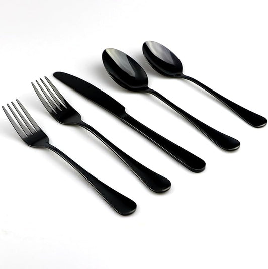 30-Piece 18/0 Stainless Steel Classical Flatware Set, Mirror Polishing Black, Service for 6