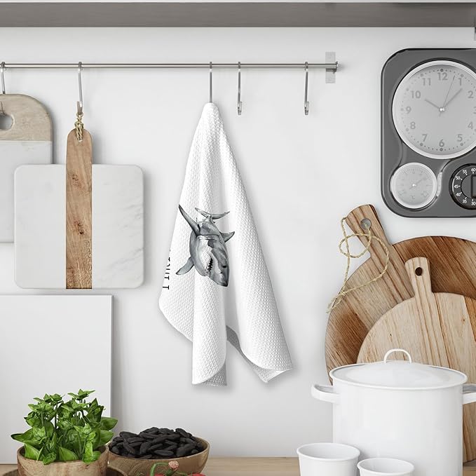 Ocean Shark Bathroom Gifts Decor Hand Towels - I Just Freaking Love Sharks Kitchen Towels, Ocean Shark Animal Kids Bathroom Decor Hand Towels, Sharks Gifts for Women,Home & Kitchen
