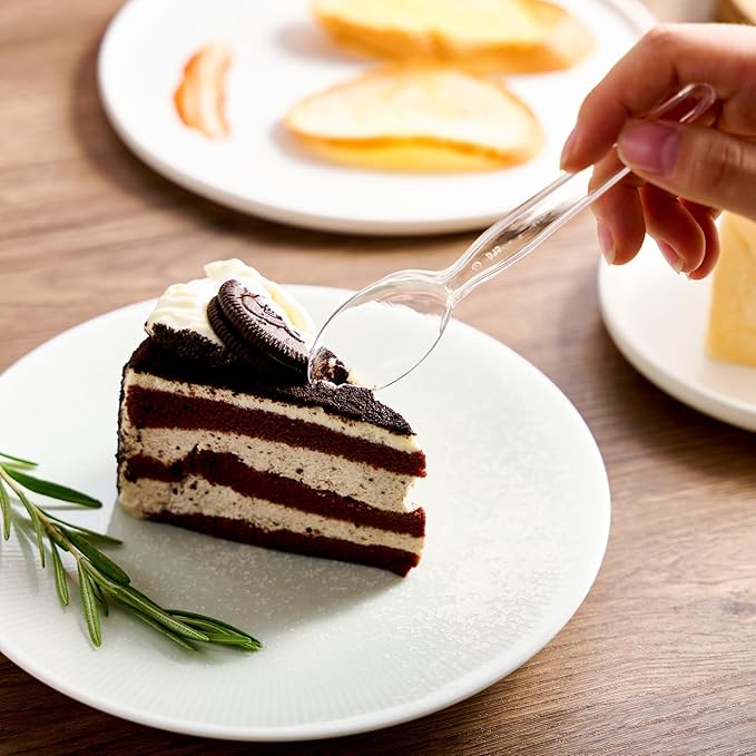 JOLLY CHEF [300 Count] Clear Plastic Spoons, Heavy Duty Disposable Spoons Utensils, Clear Plastic Silverware Bulk for Party, Birthday, Wedding, Thanksgiving