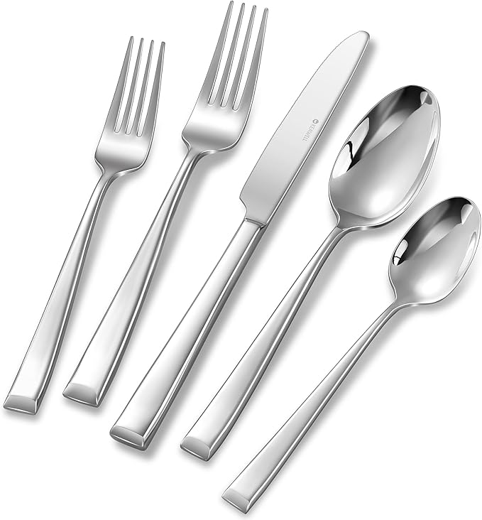 KEAWELL Premium Imperial 20-Piece Silverware Set, Service for 4 – Heavy Duty 18/10 Stainless Steel Flatware, Dishwasher Safe for Elegant Dining and Holiday Hosting (20, Silver)