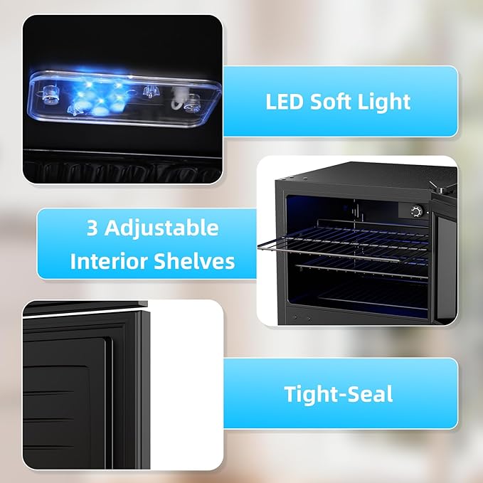 Antarctic Star 2.6 Cu. Ft Wine Cooler, Dual Zone Mini Fridge with Electronic Temperature Control, LED Light, Upper & Lower Shelves for Wine, Champagne, Beer, for Home, Office, Bar, Bedroom