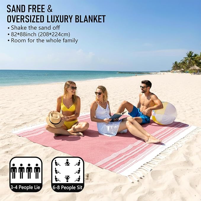 Oversized Turkish Beach Towel Blanket Cotton Giant XL Sandproof Towels Huge Linen XXL Extra Large Big Throw Quilt Blankets for Adults Cloud Travel Camping Glamping Accessories Essentials