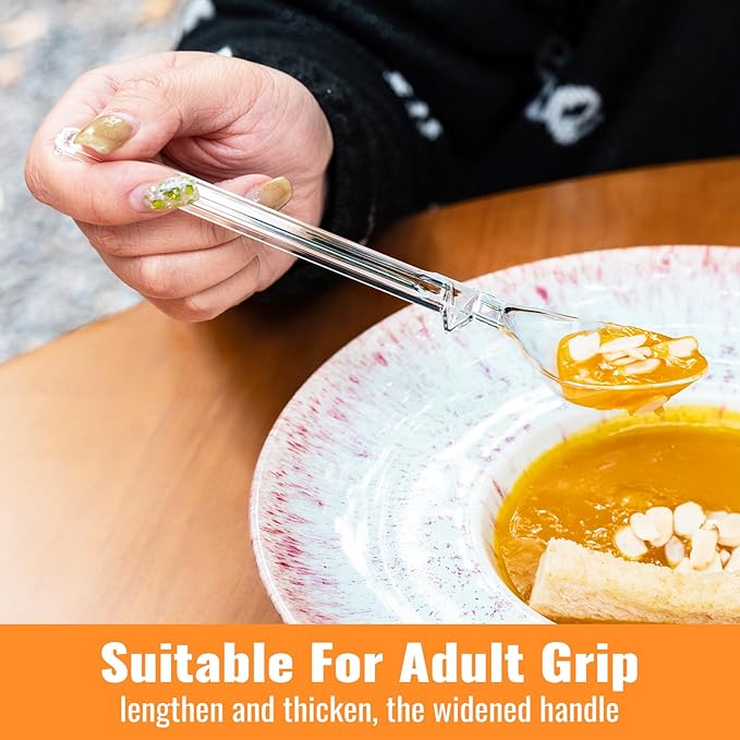 Plastic Spoons Heavy Duty, Disposable Clear Silverware Full Size 7.5", Pack of 85