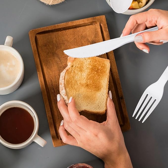 Supernal 180pcs Plastic Silverware Heavy Duty Matt White Silverware Reusable Plastic Cutlery Wheat Straw Reusable Spoon Knife Forks Set Tableware Dishwasher Microwave Safe