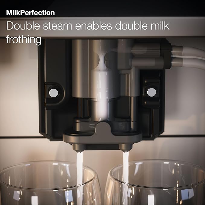 Miele CM 6360 MilkPerfection Automatic Coffee Machine - OneTouch for Two, AromaticSystem, 8 individual profiles, DoubleShot, WiFi-compatible, LED lighting, in Obsidian Black CleanSteel Metallic