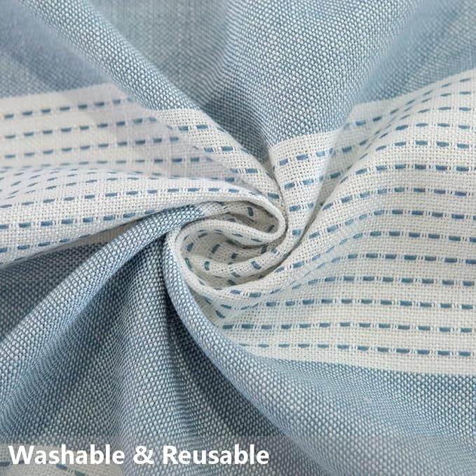 TruDelve Cloth Tablecloths Blue and White Striped Rectangular Tablecloth Oblong Cotton Tablecloths 8 Foot Table Cloths for Rectangle Tables (98"x55", Blue)