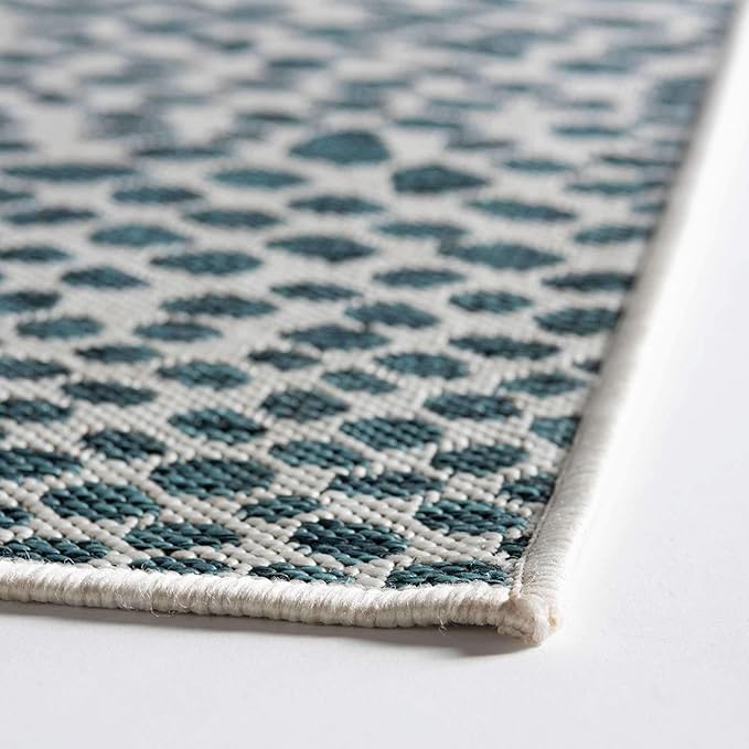 Unique Loom Outdoor Collection Area Rug - Cape Town (3' 1" x 5' 3" Rectangle, Teal/ Ivory)