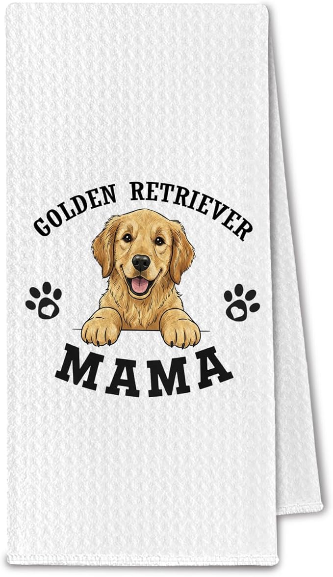 Golden Retriever Kitchen Towels, Dog Mama Golden Retriever Gifts for Women & Dogs Moms, Dog Lover Gifts Decorative Hand Towels for Bathroom, 16x24 Inch
