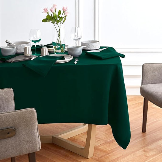 Solino Home Green Linen Tablecloth 70 x 70 Inch - 100% Pure Linen Square Table Cloth - Sonoma, Machine Washable Tablecloth for Winter, New Year