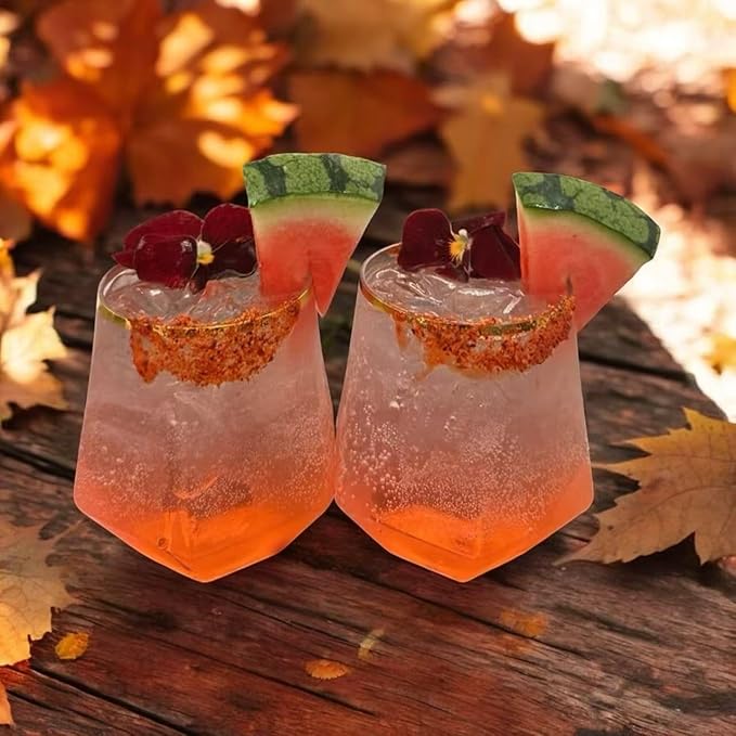 48 Pack Diamond Gold Rim Unbreakable Stemless Plastic Glasses 24 9oz Stemless Champagne Flutes & 24 12oz Cups BPA-Free, Disposable, Shatterproof Drinkware for Weddings, Bars, Events and parties