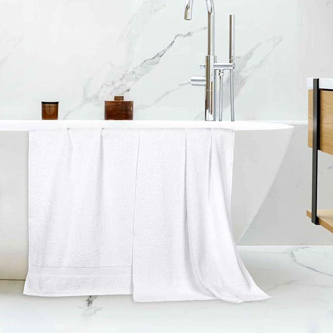 Superior 2-Piece Cotton Bath Sheet Set, Large Towels for Body, Quick Dry, Bathroom Essentials, Guest/Master Bath, Shower, Home Accessories, Apartment, Airbnb, Franklin Collection, White