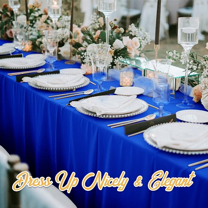 BRILLMAX 6 Pack Royal Blue Tablecloths for 6 Foot Rectangle Tables 60 x 102 Inch - 6ft Rectangular Bulk Linen Polyester Fabric Washable Cloth Cover for Wedding Reception Banquet Birthday Party