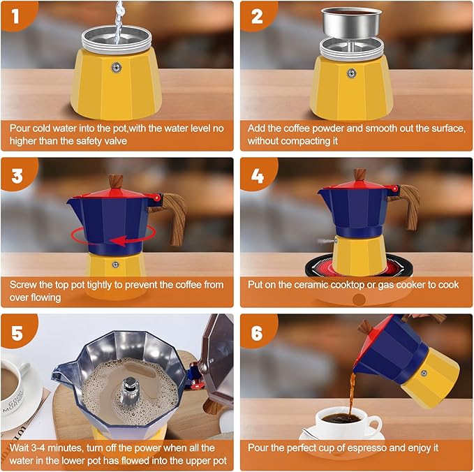 3 Cup Aluminum Espresso Stovetop Moka Pot Express Coffee Maker Percolator Italian Classic Mocha Coffee Machine for Italian and Cuban Cafe Brewing for Home & Camping 150ml 5oz