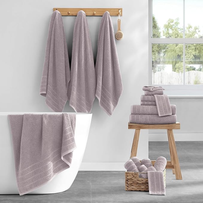 Casa Platino 100% Cotton Luxury Bathroom Towel Set - 18 Pc - Ring Spun, Quick Dry, Soft & Highly Absorbent - 6 Bath, 6 Washcloths, 6 Hand Towels - Remains Plush After Multiple Washes - Platinum